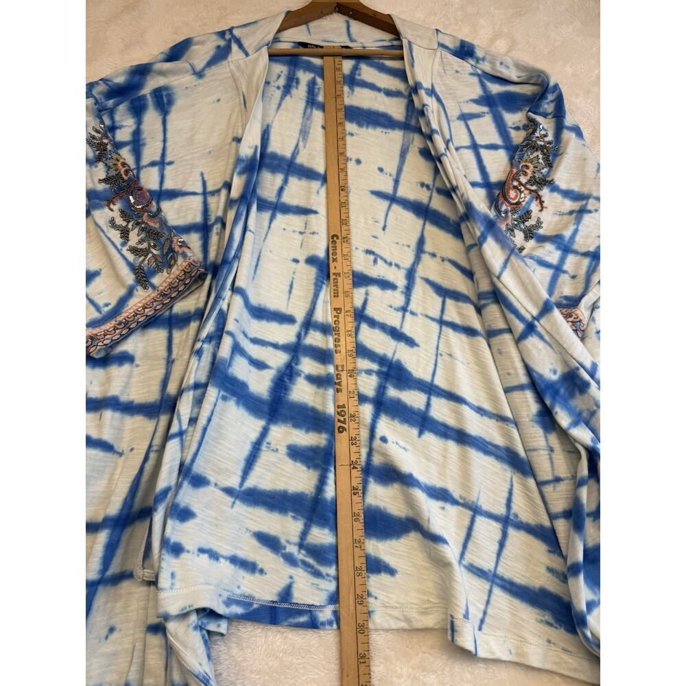 Ulla Popken Women's Plus Size II Kimono Sweat Jacket Tie Dye Open A Line - Picture 4 of 13